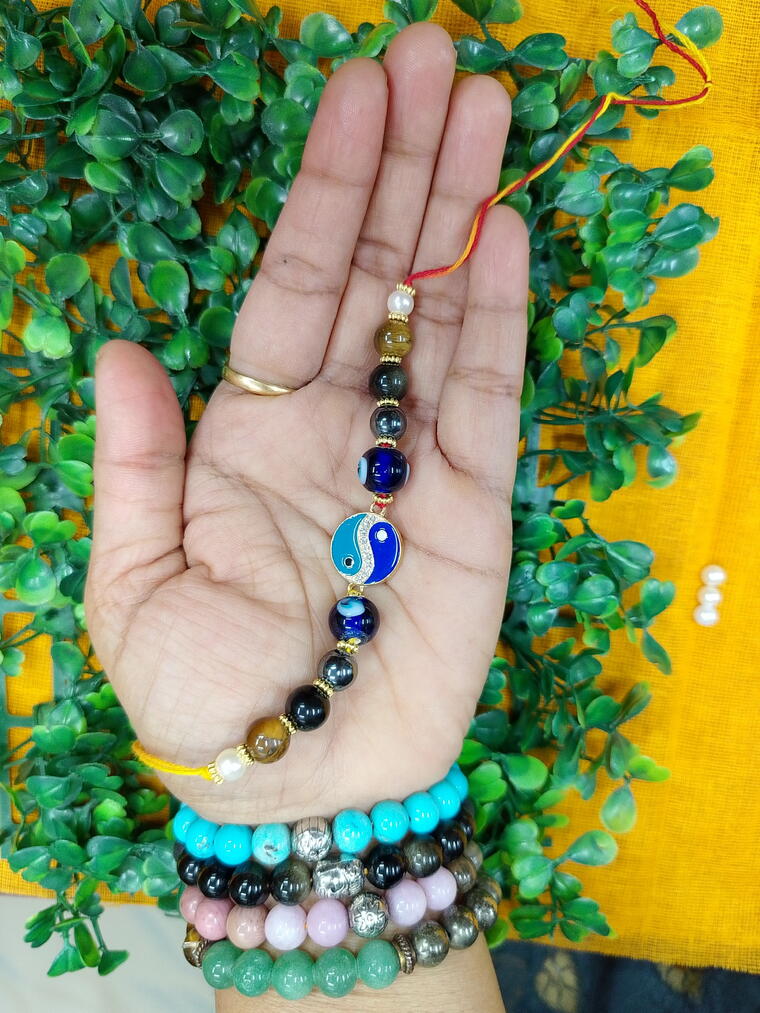 Yin/Yang Rakhi With Evil Eye Rakhi