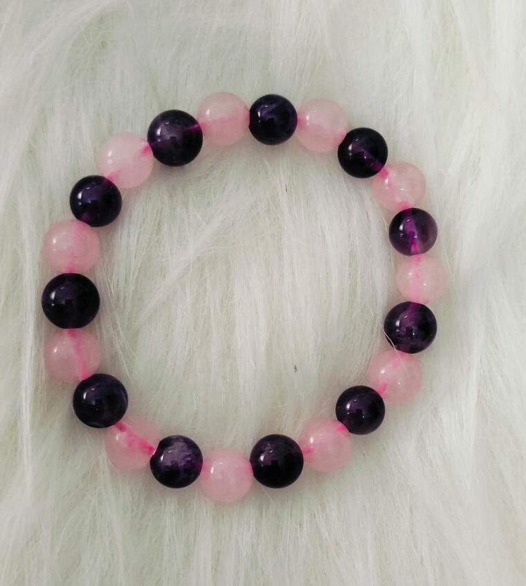 Rose Quartz + Amethyst Combination Bracelets