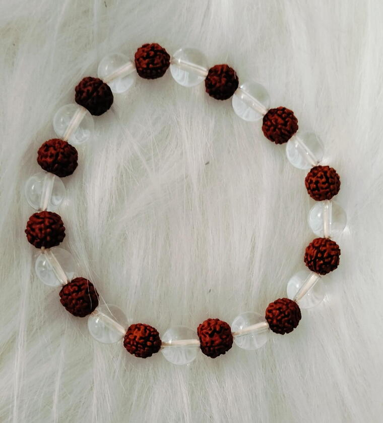 Rudraksh + Clear Quartz Bracelet