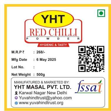 yht Mirch powder 500g Mrp 268