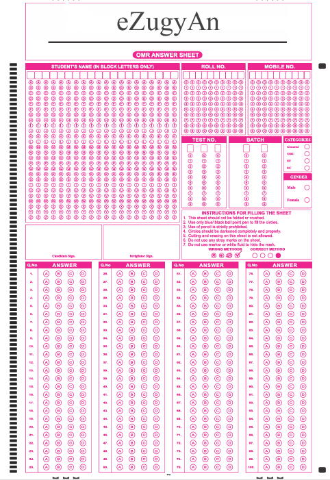OMR SHEET 200 Sheets (150MCQs)