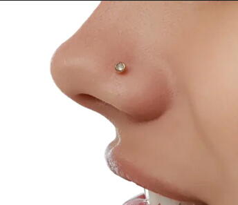 Nose Pin Triangle - Titanium CZ - Gold