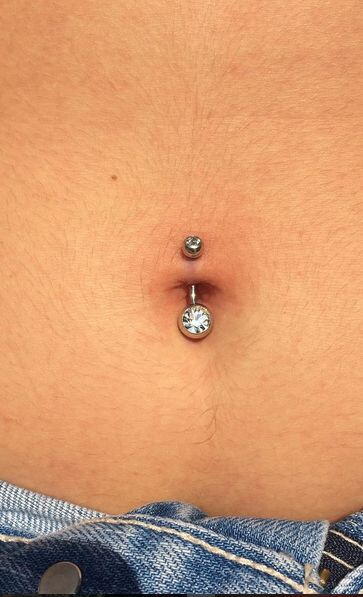 Single Jeweled Navel Belly Banana - Red