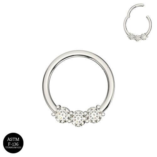 Tri Stone Hinged Segment Ring - Gold