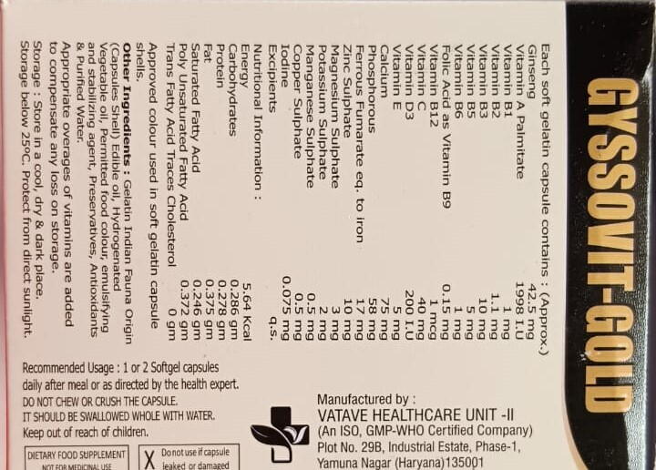 GYSSOVIT- GOLD CAPSULES