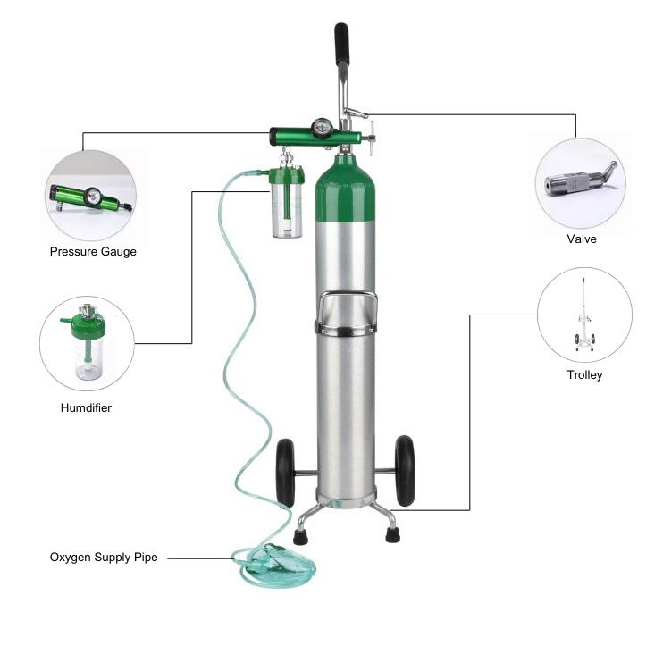 5L Oxygen Cylinder withBreathing Kit and Trolley