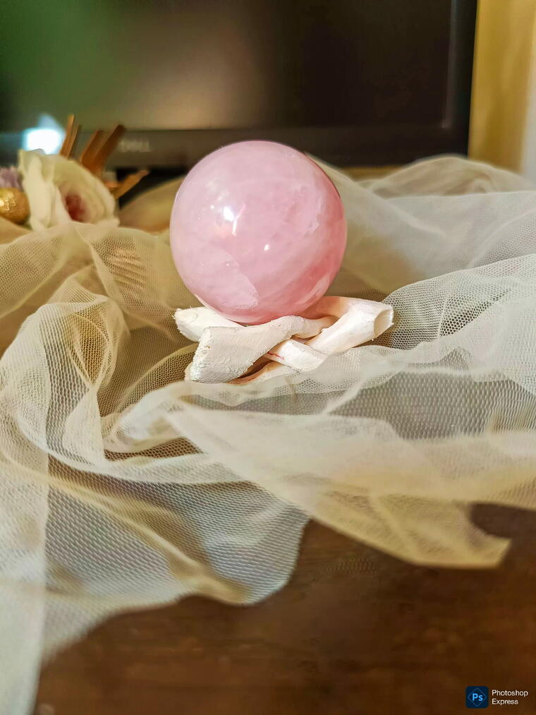 Consecrated Rose Quartz Ball with Stand