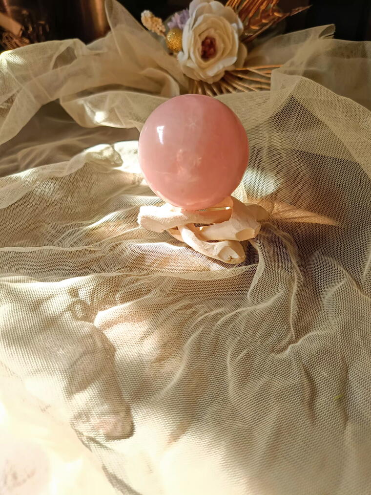 Consecrated Rose Quartz Ball with Stand