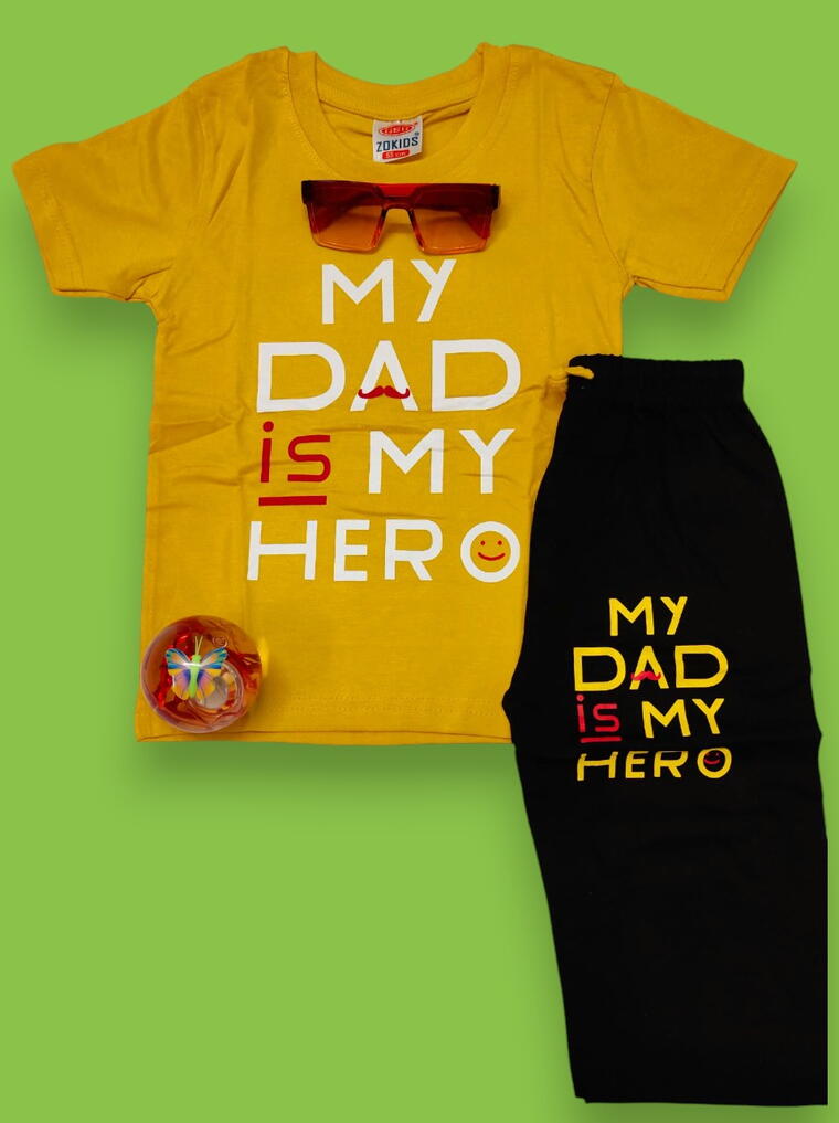 My Dad, My Hero Boys T Shirt And Lower Set