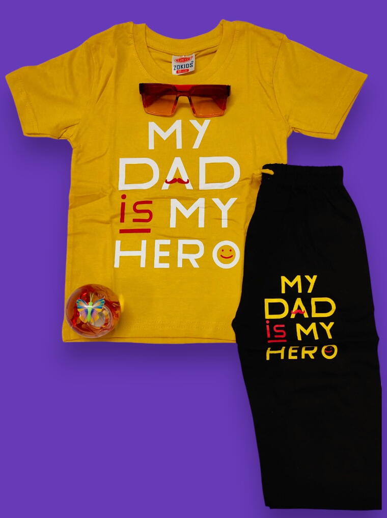 My Dad, My Hero Boys T Shirt And Lower Set