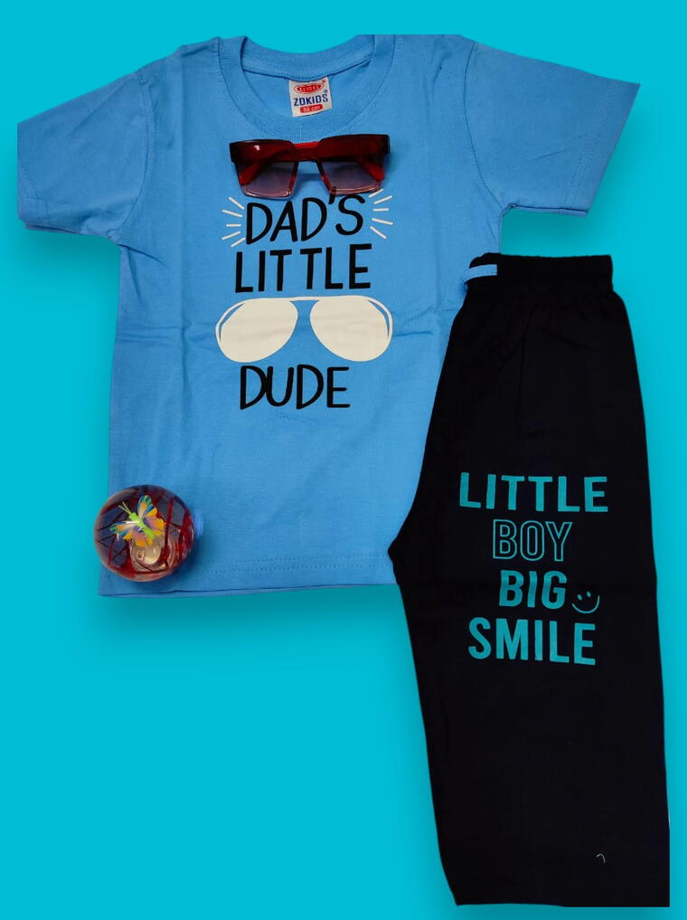 Dad’s Little Dude, Big Smiles T-Shirt And Lower Set