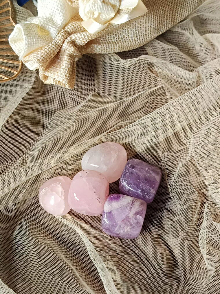 Rose Quartz Amethyst Stones Kit