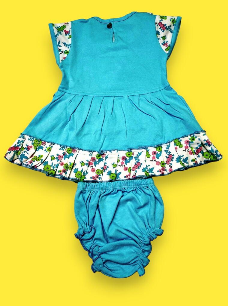 Cute Blue Baby Outfit – Floral Accents & Playful