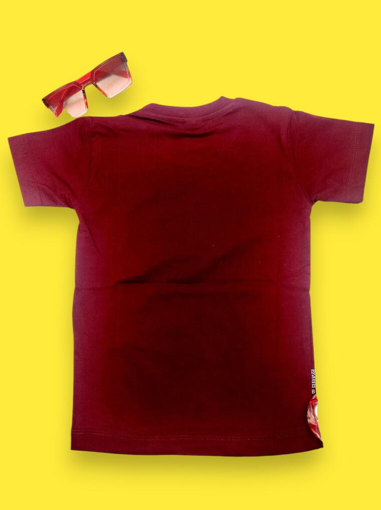 Red Victory Pattern Boys T-shirt | Premium Kids Fashion | Soft Comfortable Tee