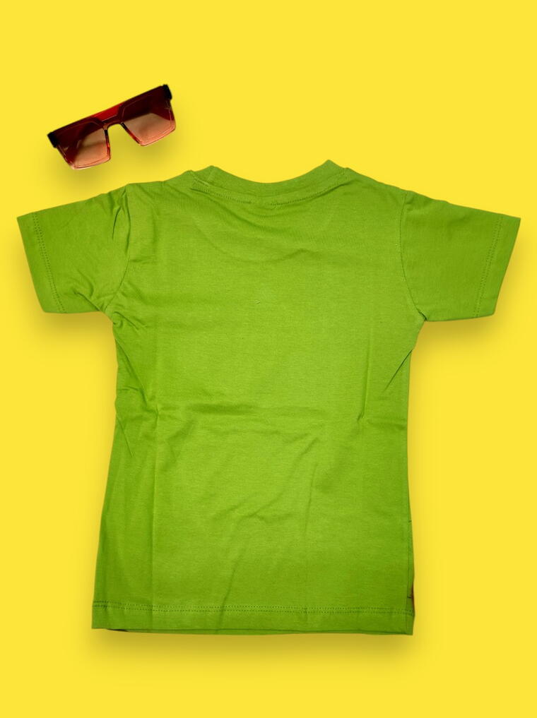 Bright Green T-shirt for Kids | Stylish Graphic Print | Casual Summer Wear