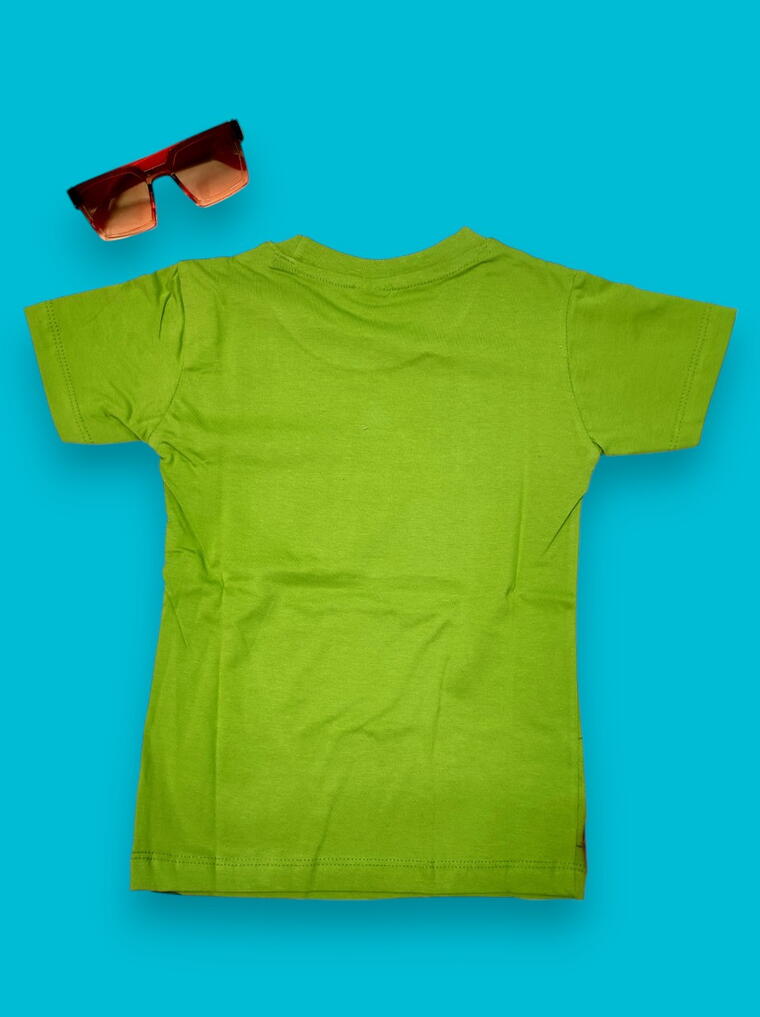 Bright Green T-shirt for Kids | Stylish Graphic Print | Casual Summer Wear