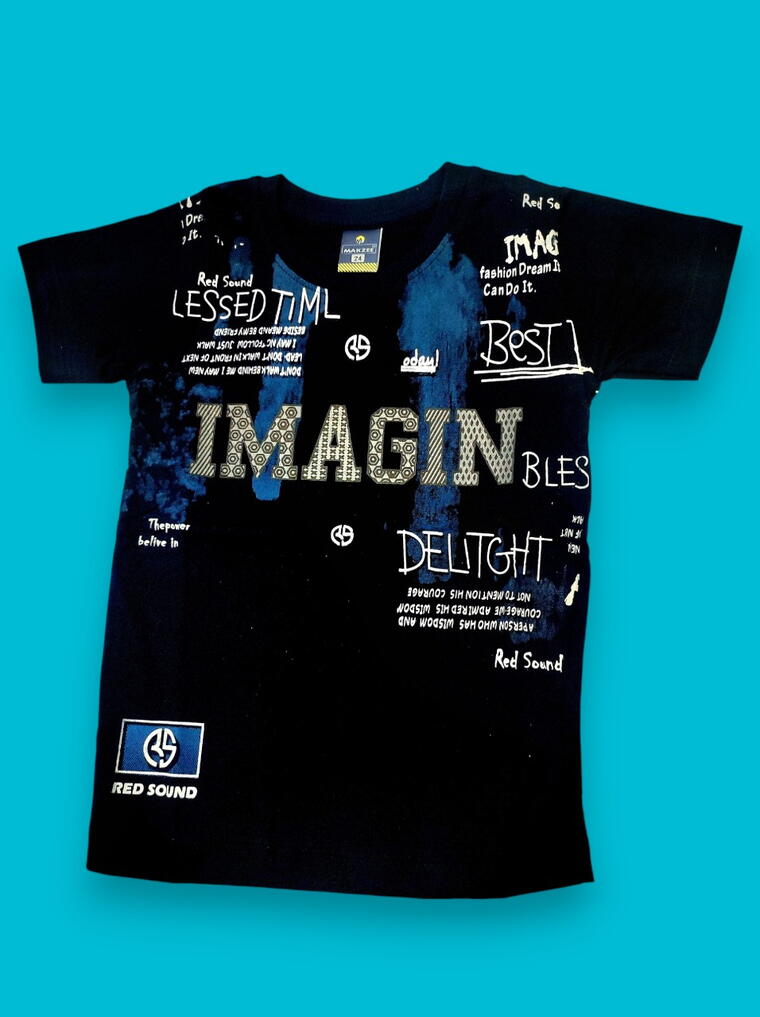 Black Graphic Print T-shirt | Boys Designer Casual Wear | Premium Cotton Tee