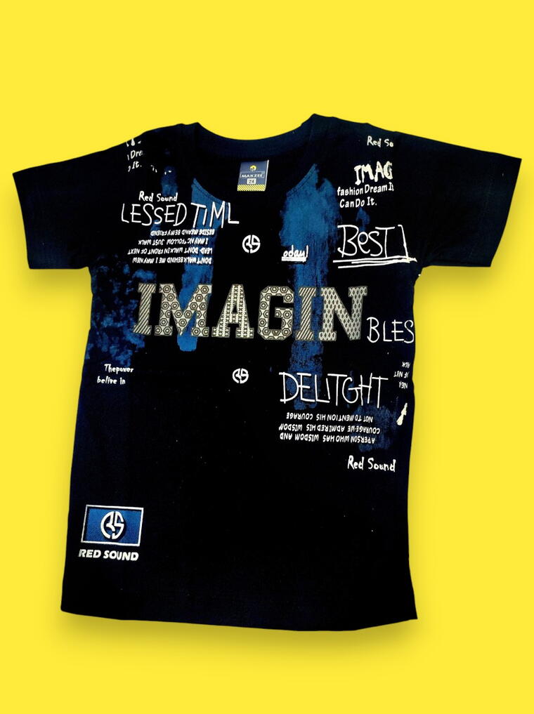 Black Graphic Print T-shirt | Boys Designer Casual Wear | Premium Cotton Tee