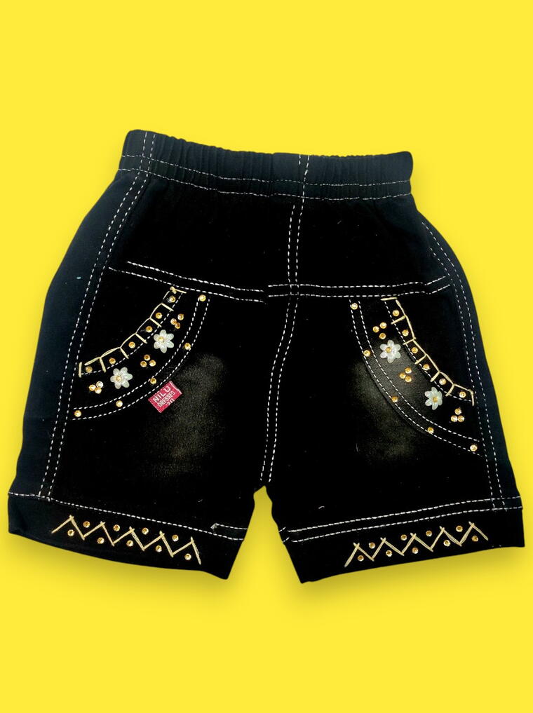 Elegant Beige Textured Girls’ Shirt & Black Skirt Set