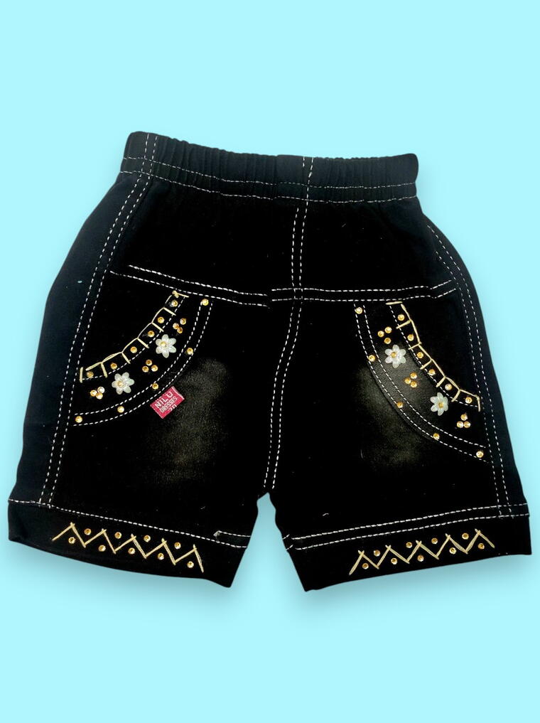 Elegant Beige Textured Girls’ Shirt & Black Skirt Set