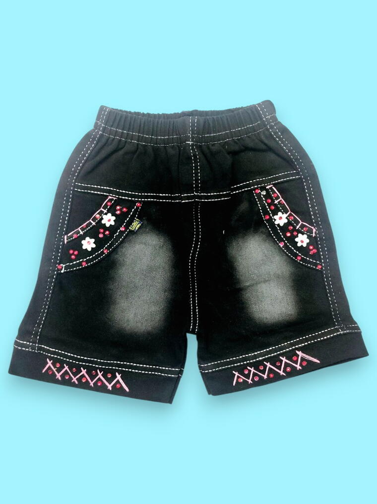 Trendy Pink Textured Girls’ Shirt & Black Skirt Set