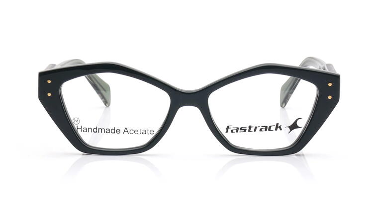 Geometric Shaped Green Colored Rimmed Eyeglasses for Women