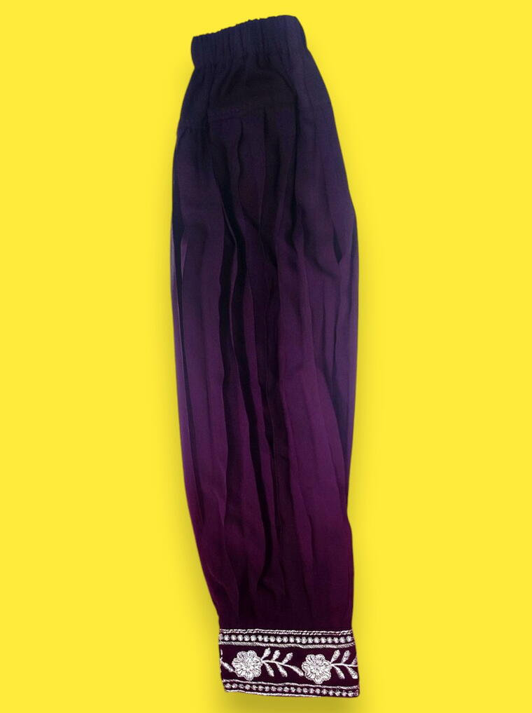 Premium Purple Kids Embroidered Cotton Kurti Pant Set