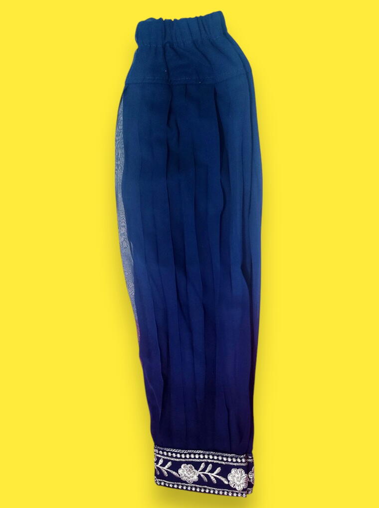 Royal Blue Children's Embroidered Kurti Pants Set