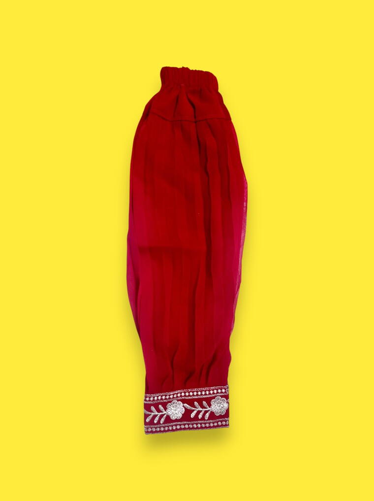 Vibrant Red Kids Ethnic Wear Embroidered Kurti Pants Set