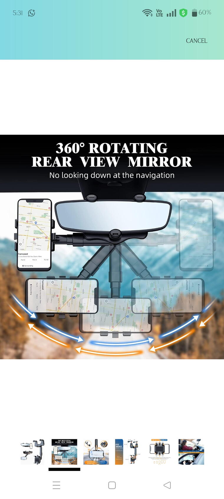 CAR MIRROR PHONE STAND 