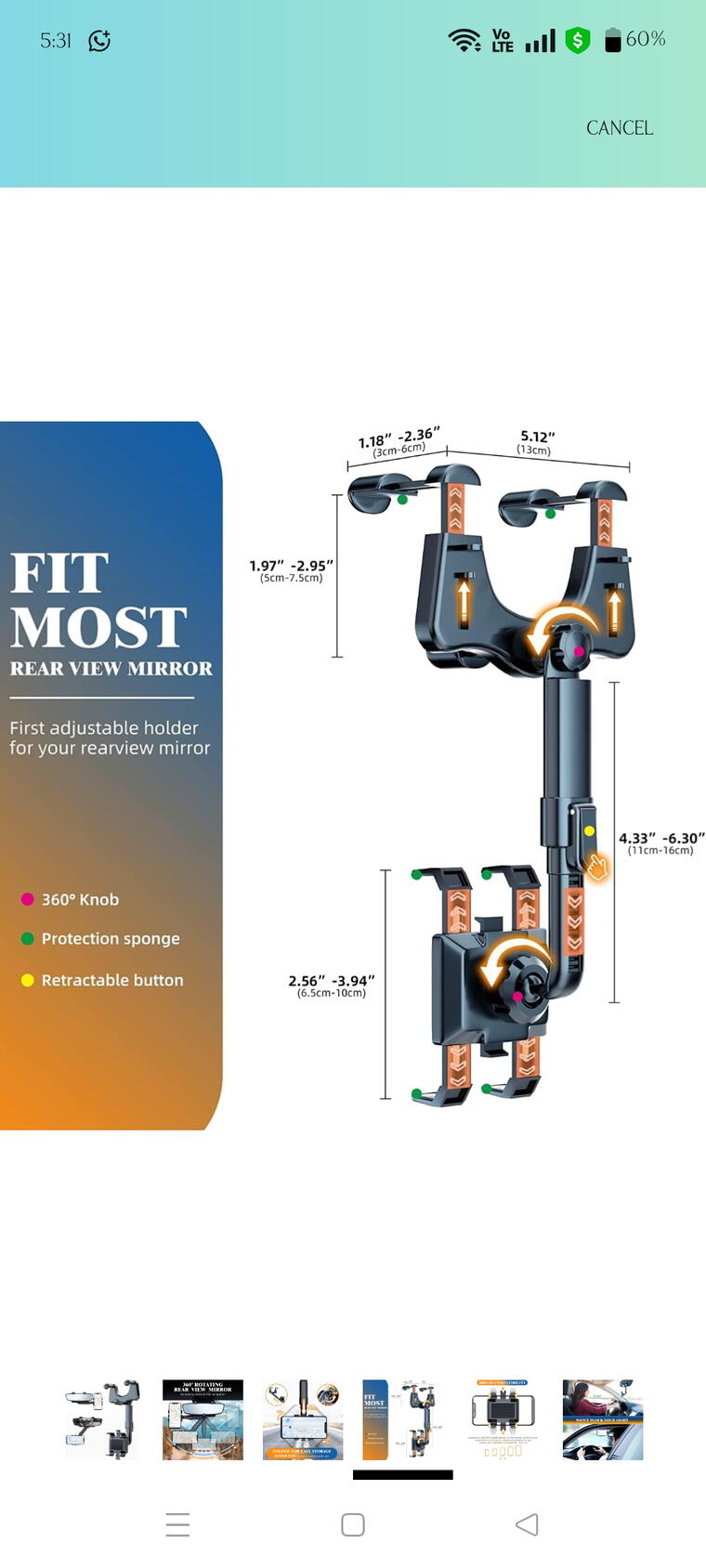 CAR MIRROR PHONE STAND 