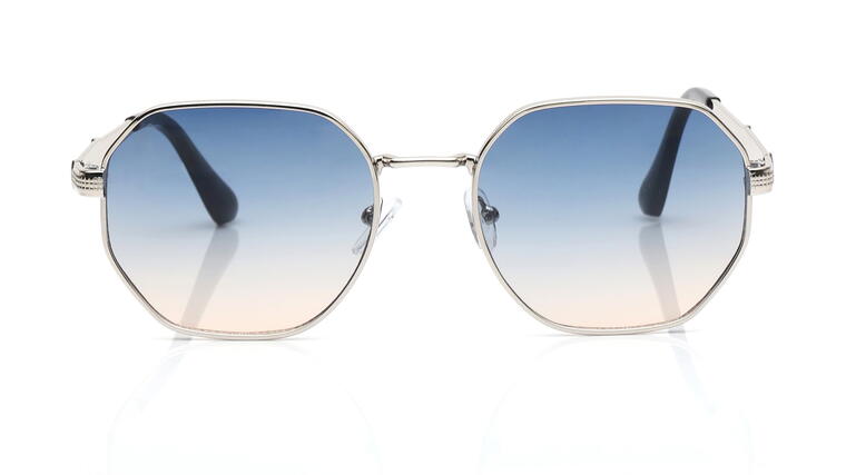 Unisex Blue and Pink Geometric Sunglasses