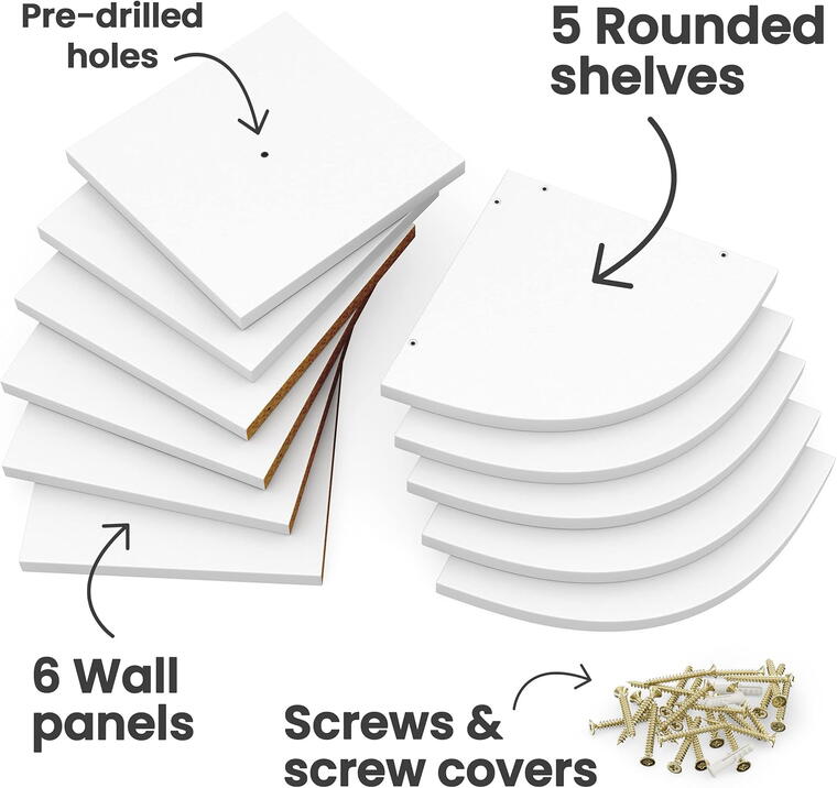 Greenco Corner Shelf, 5 Tier Floating Shelves for Wall