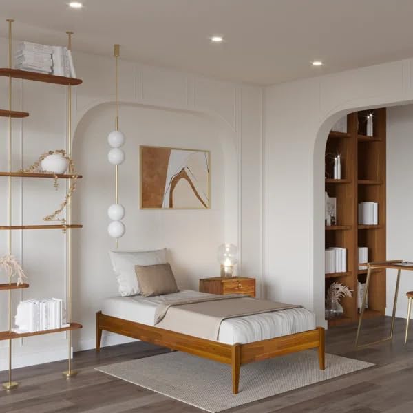 Twin Bed Frames without Headboard, Acacia Wood 15 Inch Platform Bed