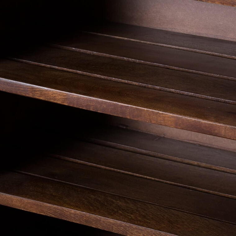  Wooden Shoe Rack with Cabinet and Light Walnut Finish