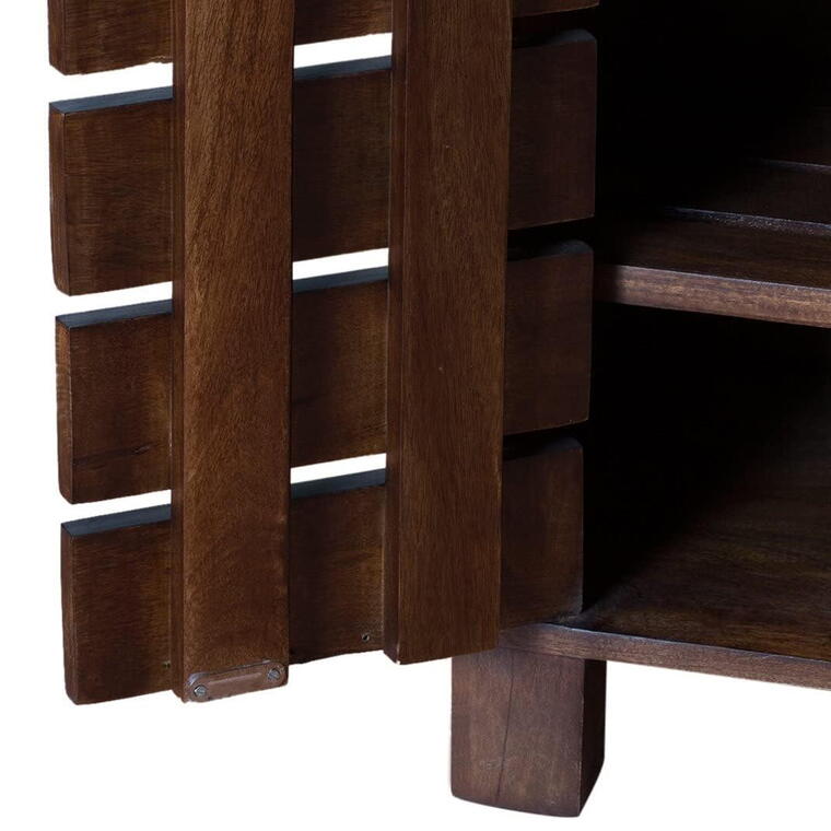  Wooden Shoe Rack with Cabinet and Light Walnut Finish