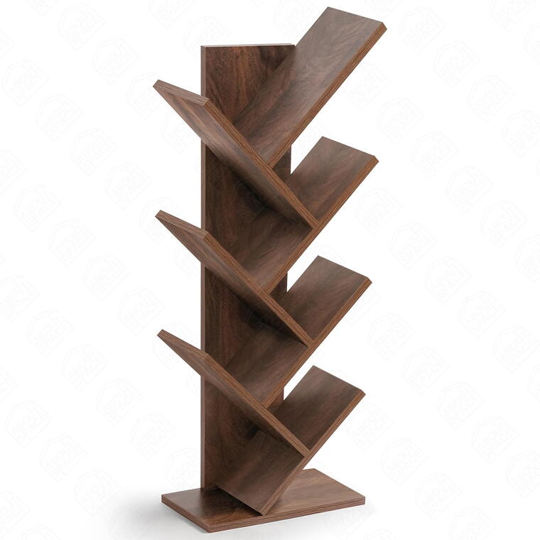 7 Tier Tree Shaped Book Rack for Study Room Wooden Book Stand