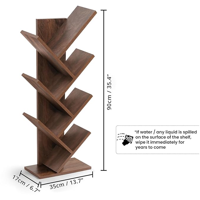 7 Tier Tree Shaped Book Rack for Study Room Wooden Book Stand