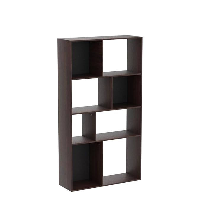 Wood Book Shelf (4 Shelves, Dark Walnut &amp; Slate Grey Finish