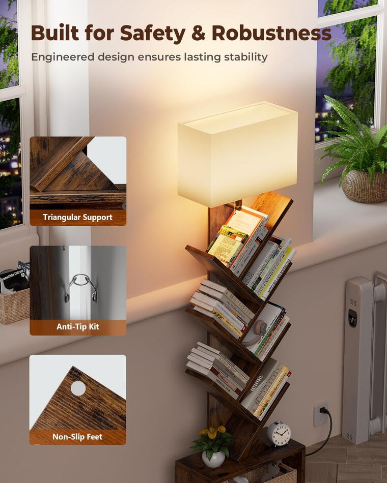 6 Tier Tree Bookshelf with Light