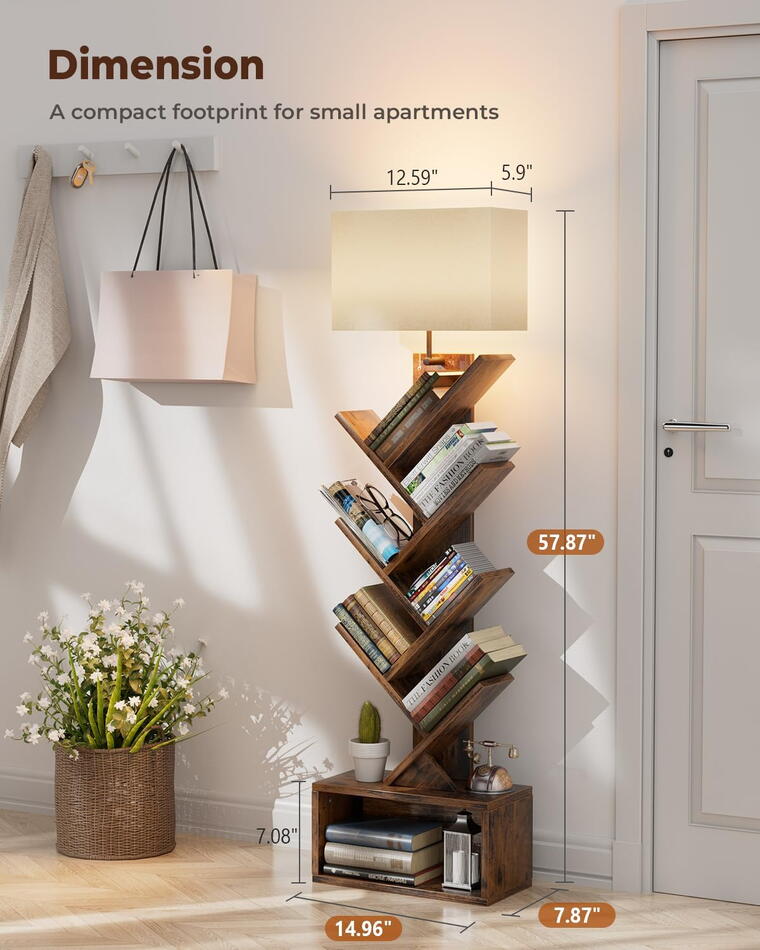 6 Tier Tree Bookshelf with Light