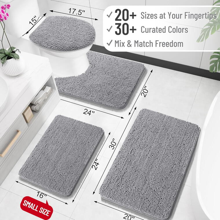 Bathroom Rugs 30x20, Extra Soft Absorbent Chenille Bath Rugs