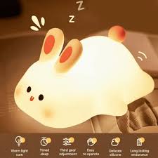Silicone Bunny Rabbit Night Lamp - Soft , Safe &amp; Super Adorable