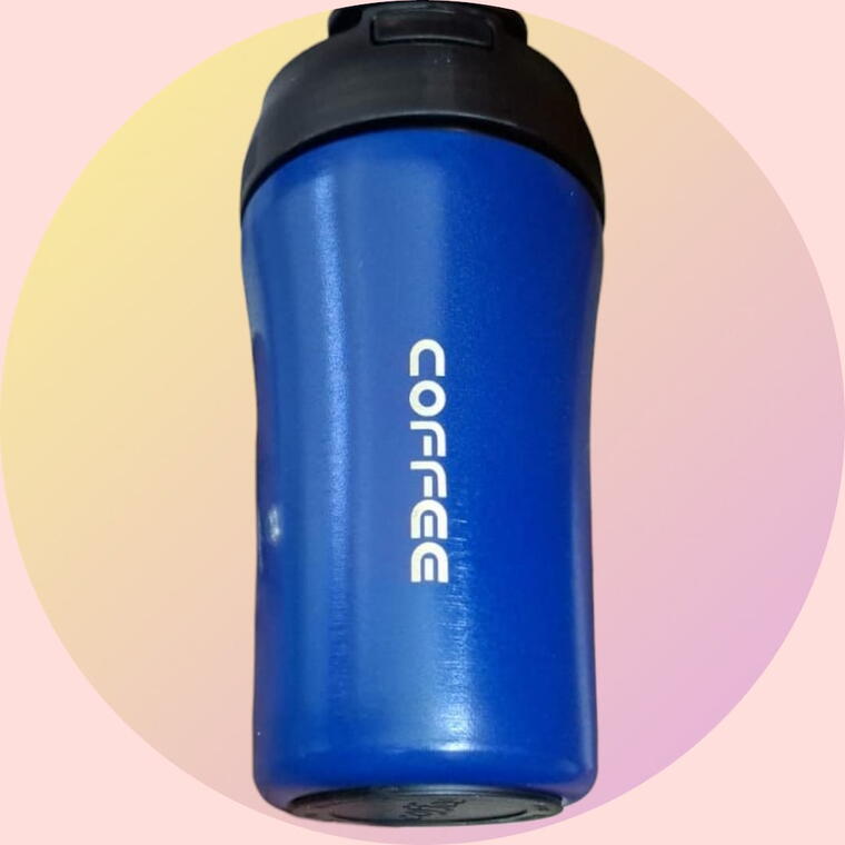 STAINLESS STEEL TRAVEL MUG/SIPPER 2 WAY - FLIP COVER &amp; STRAW - BLUE