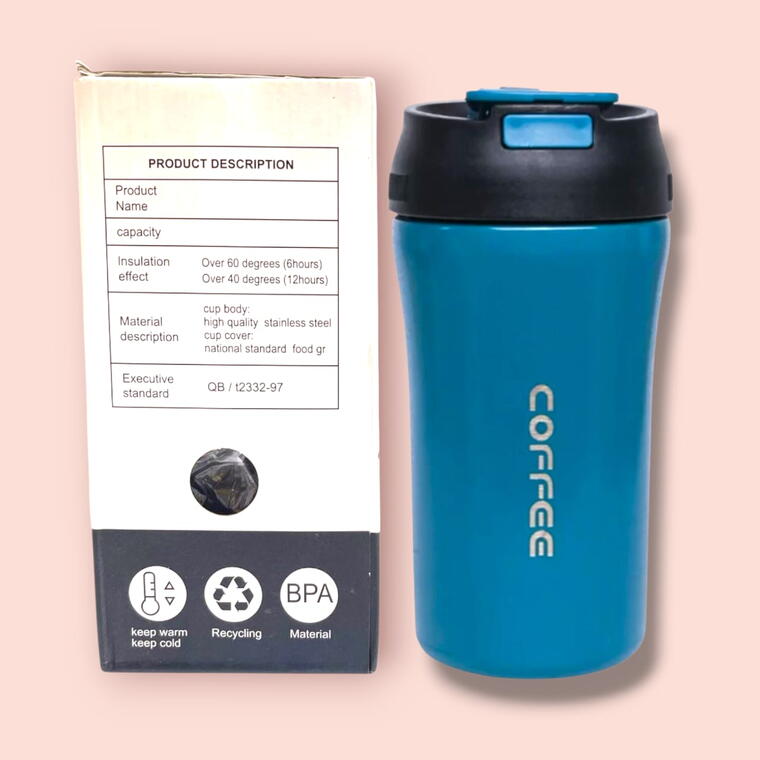 STAINLESS STEEL TRAVEL MUG/SIPPER 2 WAY - FLIP COVER &amp; STRAW - GREEN