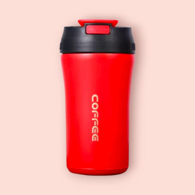 STAINLESS STEEL TRAVEL MUG/SIPPER 2 WAY - FLIP COVER &amp; STRAW - RED