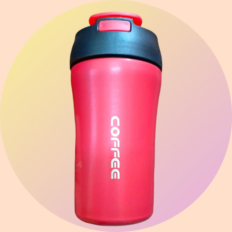 STAINLESS STEEL TRAVEL MUG/SIPPER 2 WAY - FLIP COVER &amp; STRAW - RED