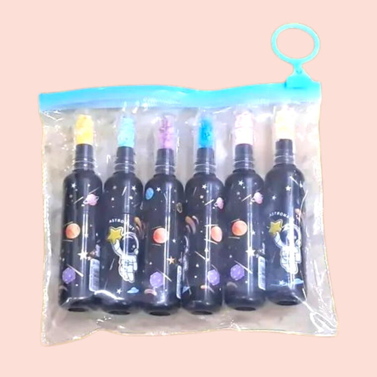 UNIQUE SPACE THEME HIGHLIGHTER BOTTLE SHAPE D1- PACK OF 6 COLOURS