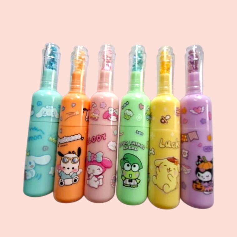 UNIQUE CARTOON HIGHLIGHTER BOTTLE SHAPE D2- PACK OF 6 COLOURS