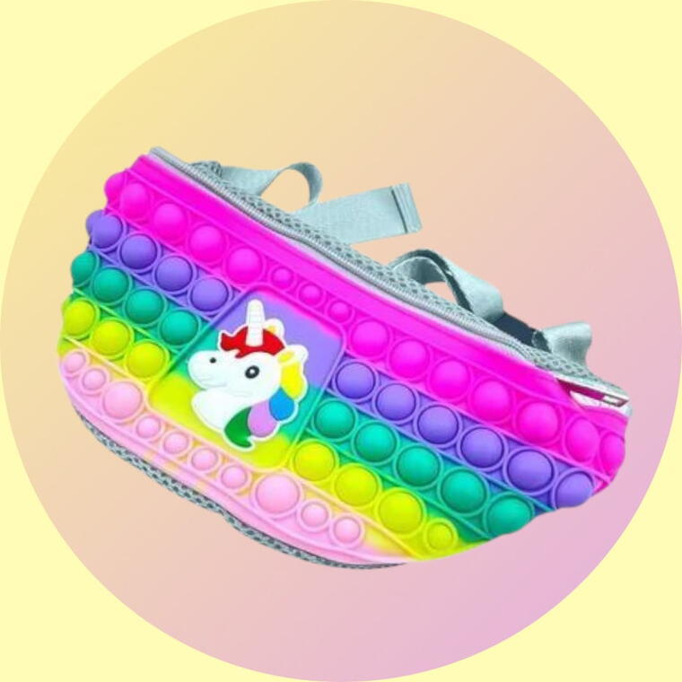 KIDS TRAVEL WAIST BELT BAG - UNICORN SILICONE POP IT